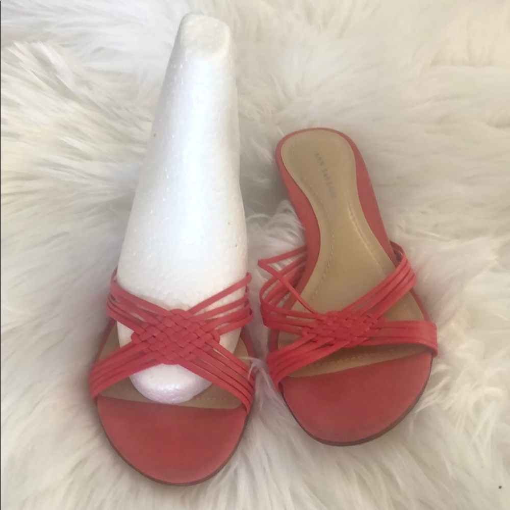Ann Taylor Coral Pink Slip On Sandals